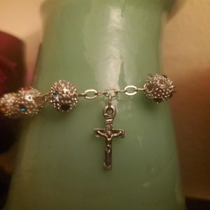 Crystal balls beaded rondelle bracelet varieties/crystal color striking!! Silver